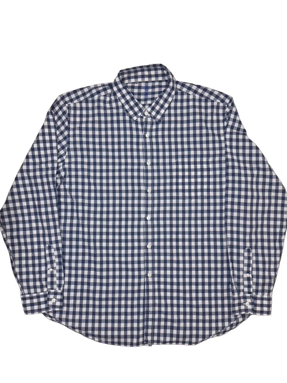 J. Crew 2010 Men's Navy and White Checkered Button-Down Long Sleeve Shirt XXL